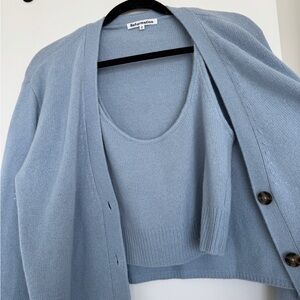 Reformation Light Blue Cardigan and Sweater Set